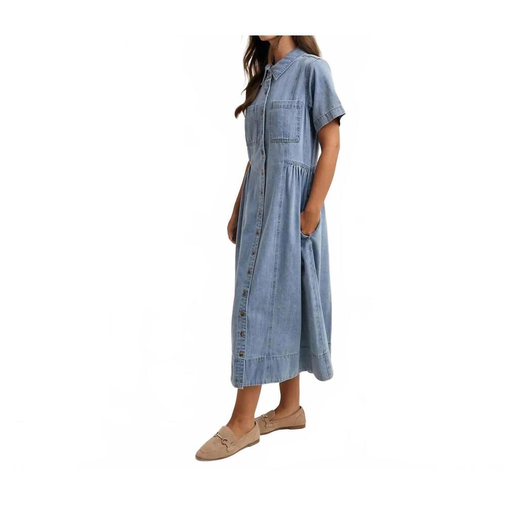NEW WISHLIST button front shirt dress in denim - Picture 2 of 4